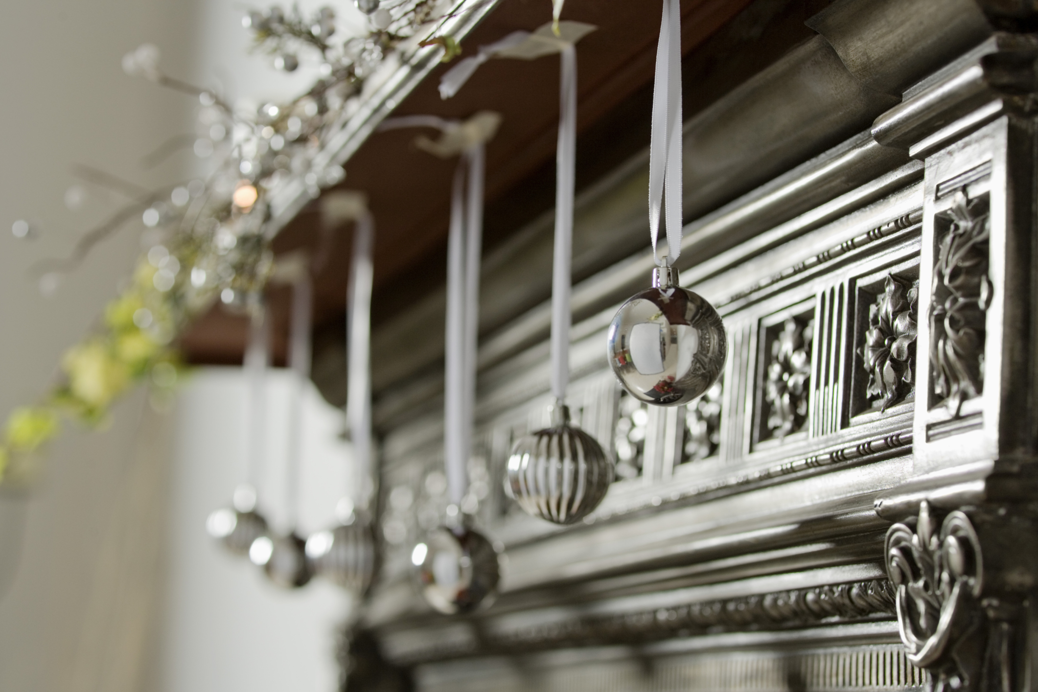Ornaments hanging from mantel