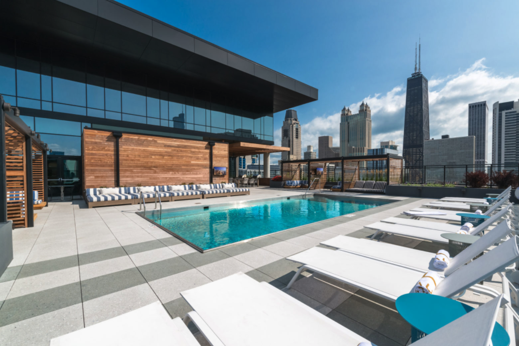 a rooftop pool
