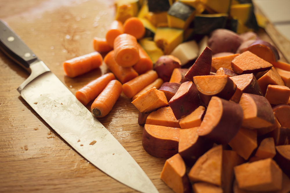 diced carrots and sweet potatoes
