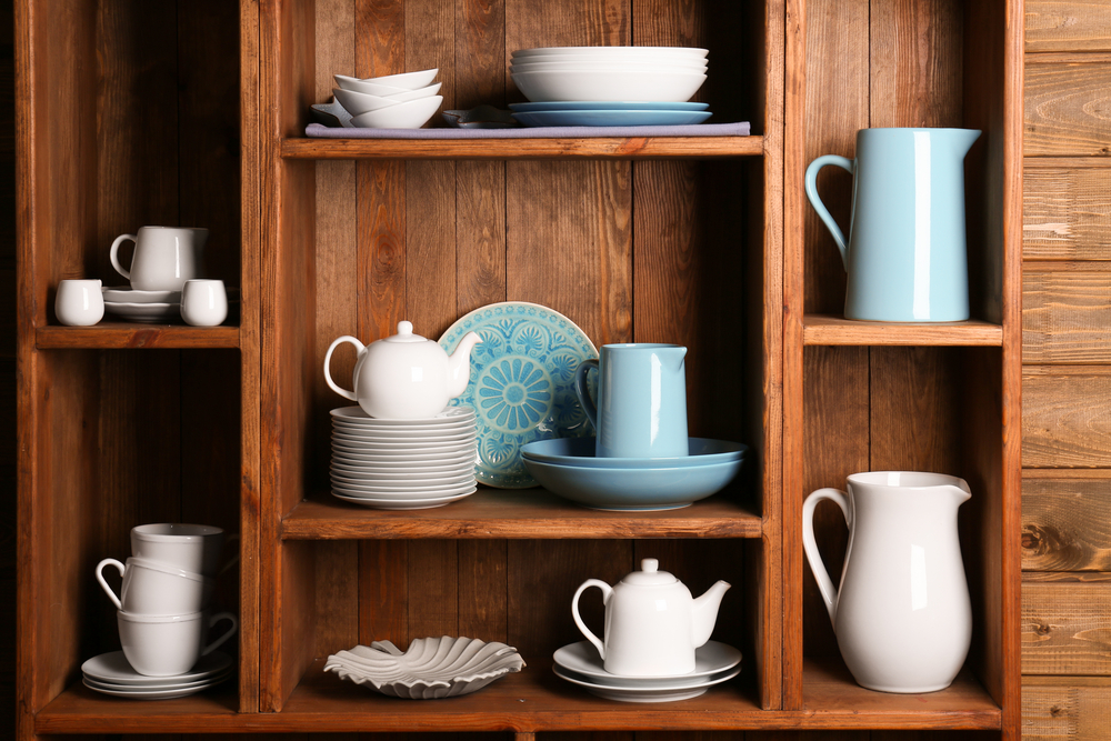 shelving with china

