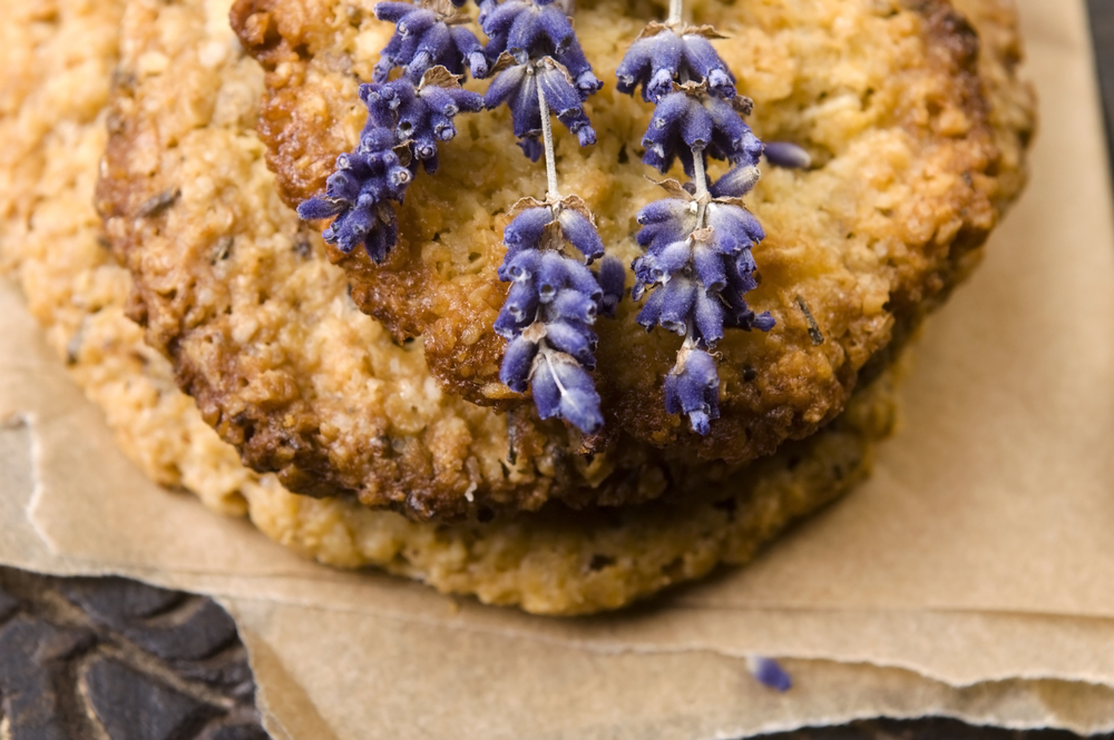 three lavender cookies
