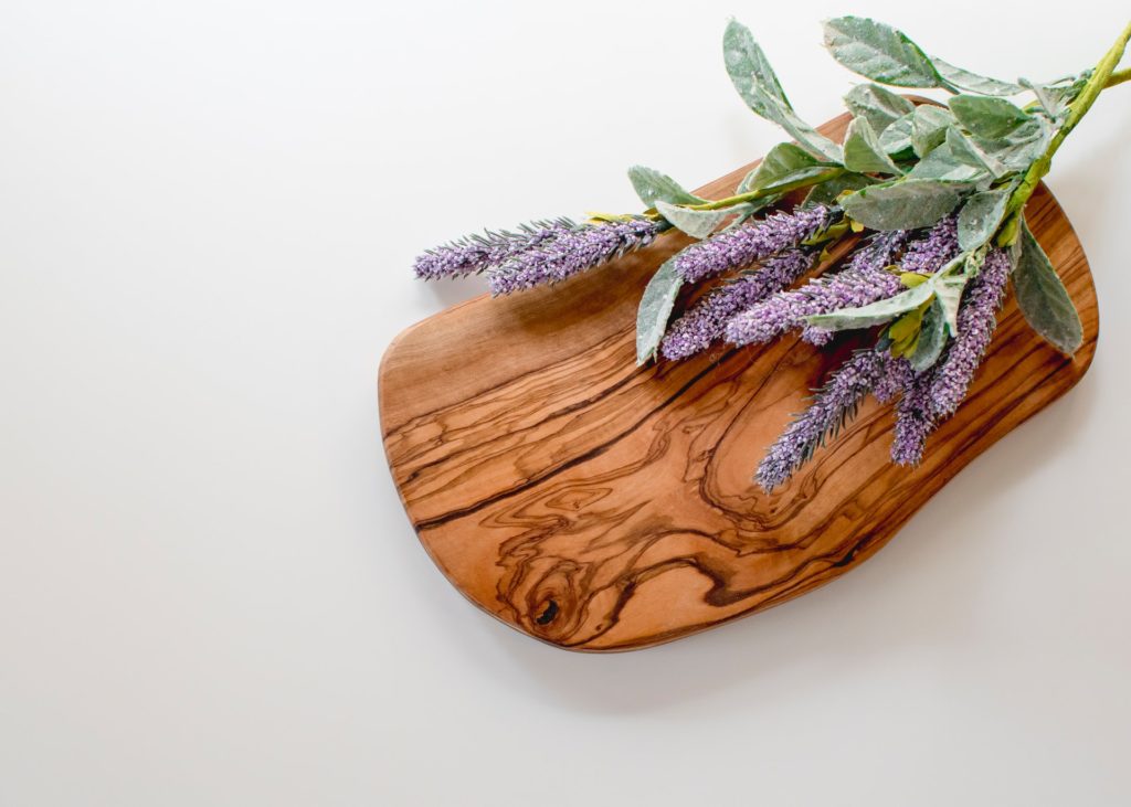 cutting board with lavender | home items that can serve as decor